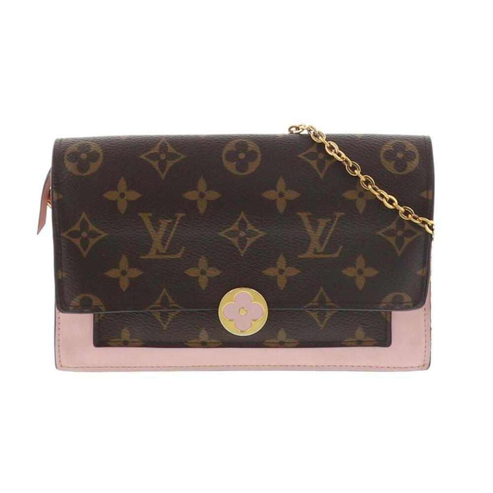 LOUIS VUITTON Portefeuille Flore Monogram Chain Shoulder Wallet Brown